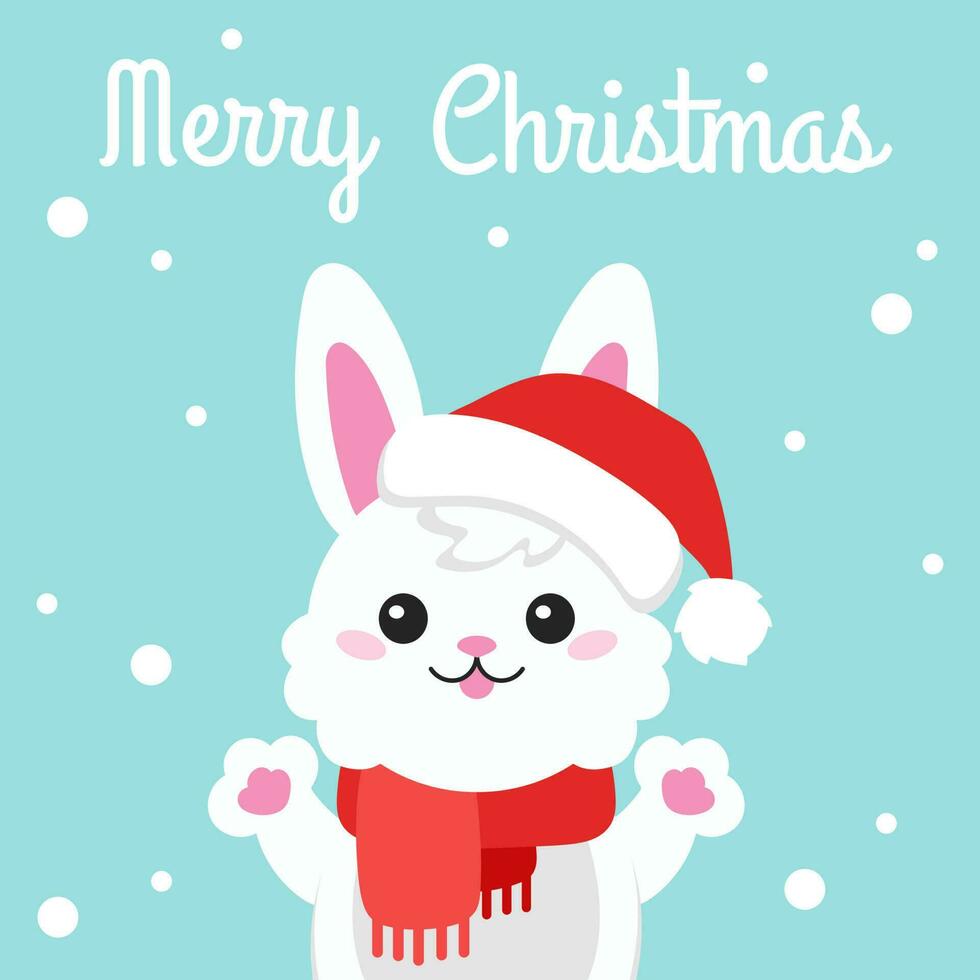 dessin animé personnage Noël lapin. coloré vecteur illustration. isolé sur Couleur Contexte. conception élément. modèle pour votre conception, livres, autocollants, cartes.