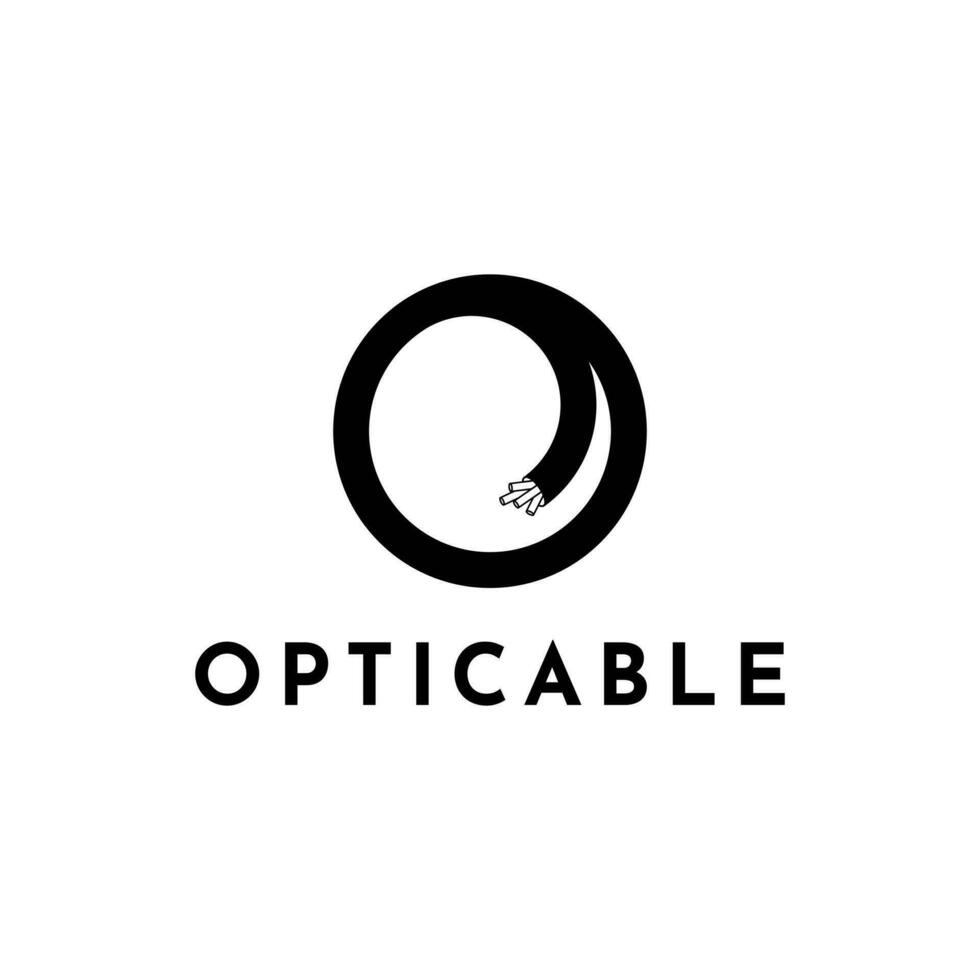 fibre optique câble logo conception modèle, câble dans le forme de le lettre o vecteur