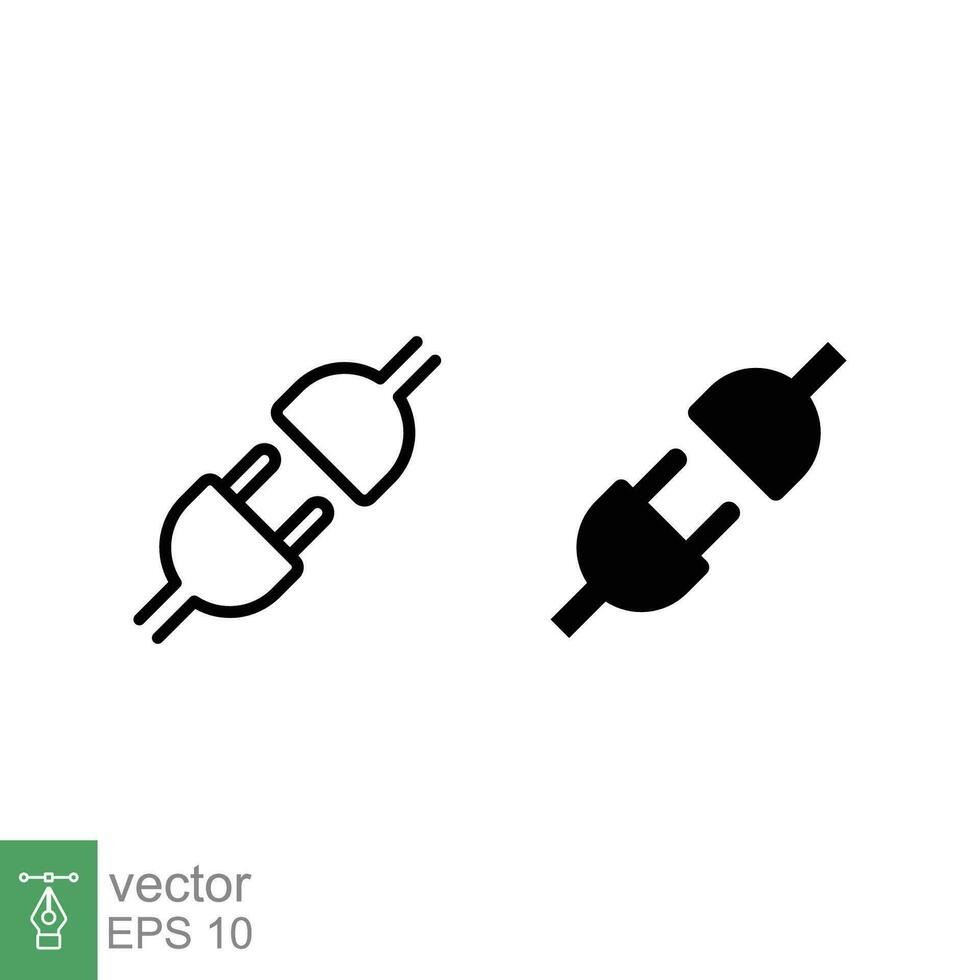 api icône. Facile contour et solide style. électrique prise avec une brancher, lien et coupure concept. mince ligne et glyphe symbole. vecteur illustration isolé sur blanc Contexte. eps dix.