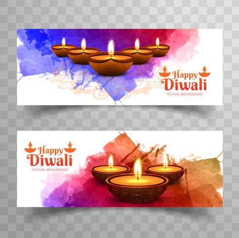 Bannières modernes de diwali vecteur