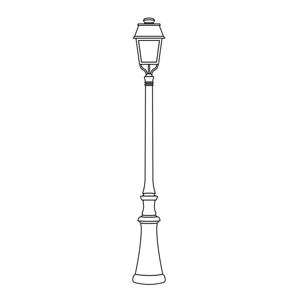 rue lampe Publier contour icône illustration sur blanc Contexte vecteur
