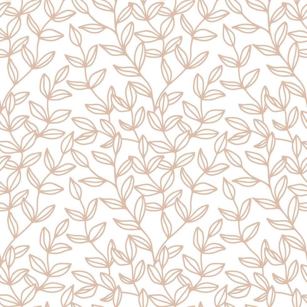 griffonnage feuilles nu pastel sans couture modèle avec mignonne contour feuilles. vecteur Contexte