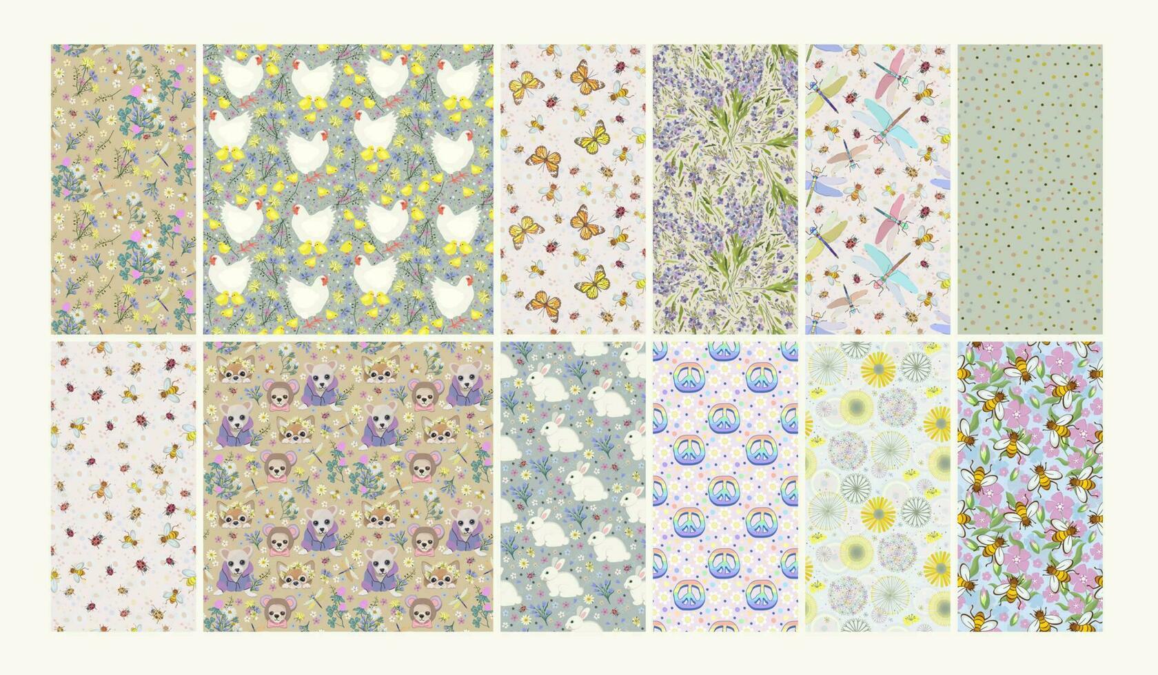 vecteur collection de doux pastel sans couture motifs.