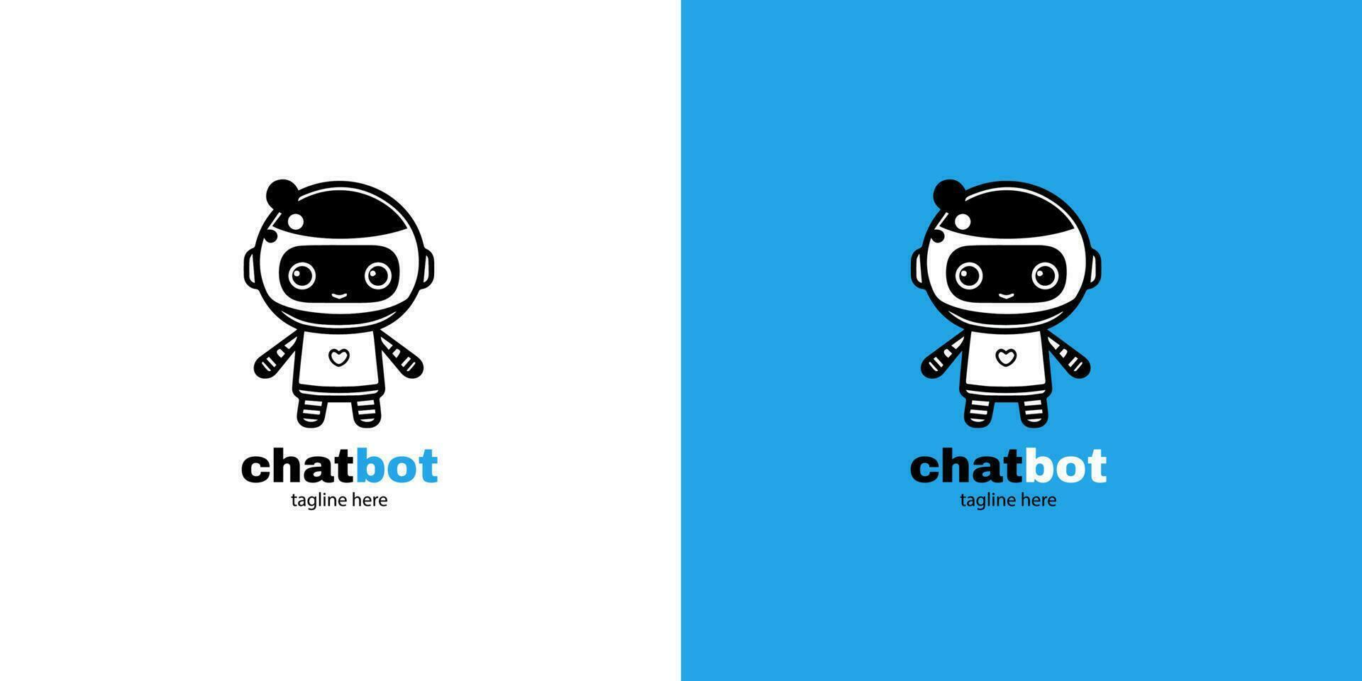 robot chatbot tête icône signe conception vecteur illustration sur blanc et bleu Contexte. mignonne ai bot assistant mascotte personnage concept symbole affaires assistant