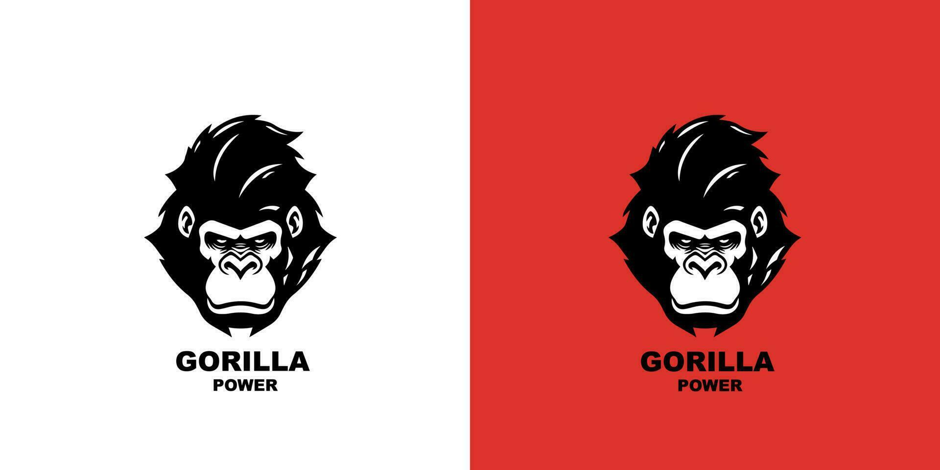 gorille tête logotype vecteur illustration sur une blanc et rouge Contexte. logo marquer.