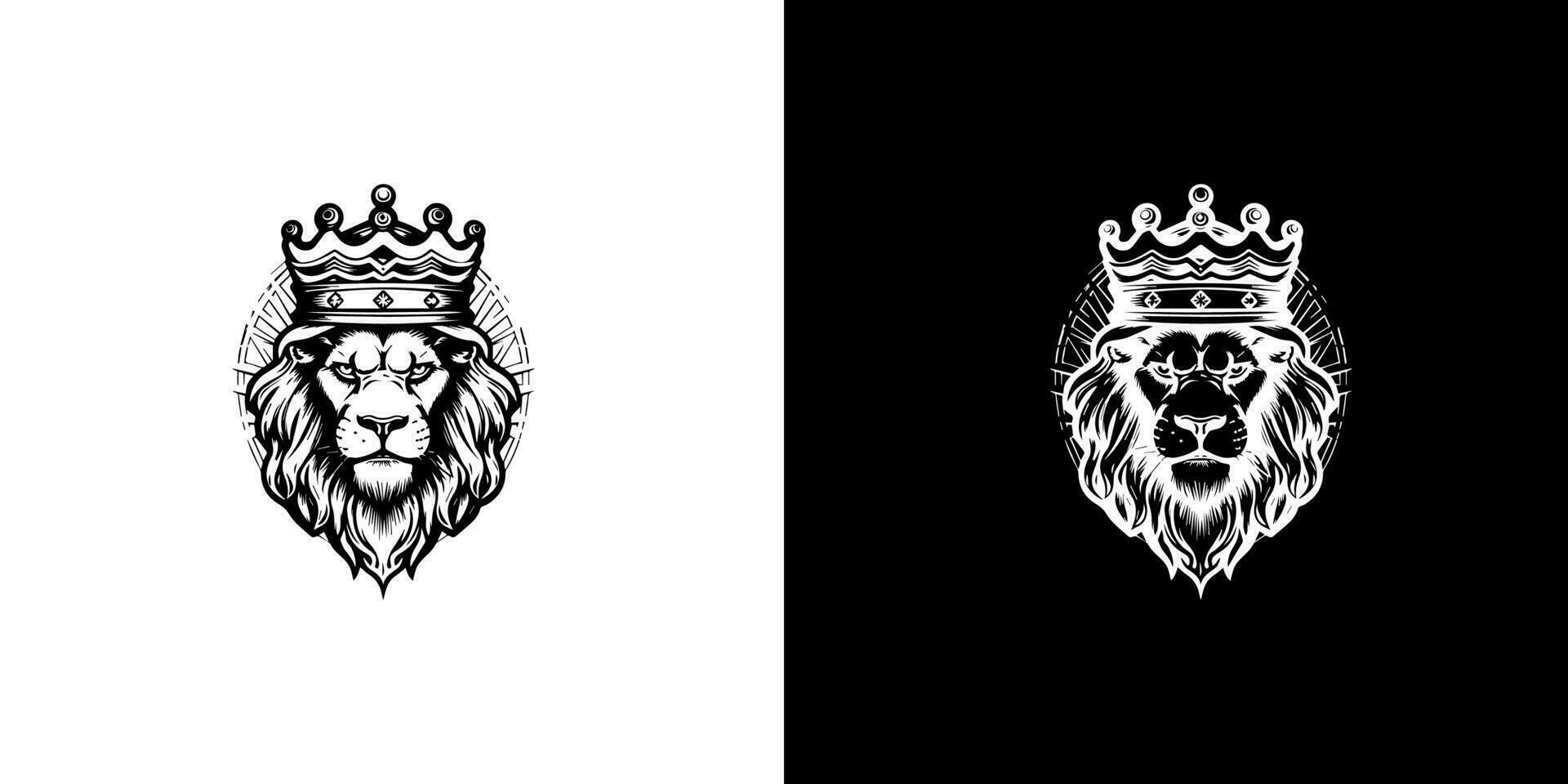 Royal Roi Lion couronne symbole. élégant noir Leo animal logotype. prime luxe marque identité icône. vecteur illustration conception modèle.