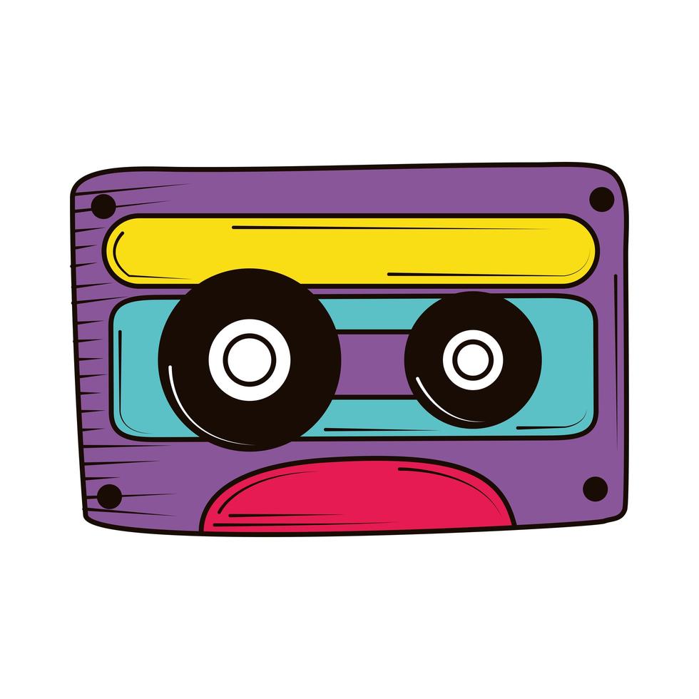 doodle de cassette rétro vecteur