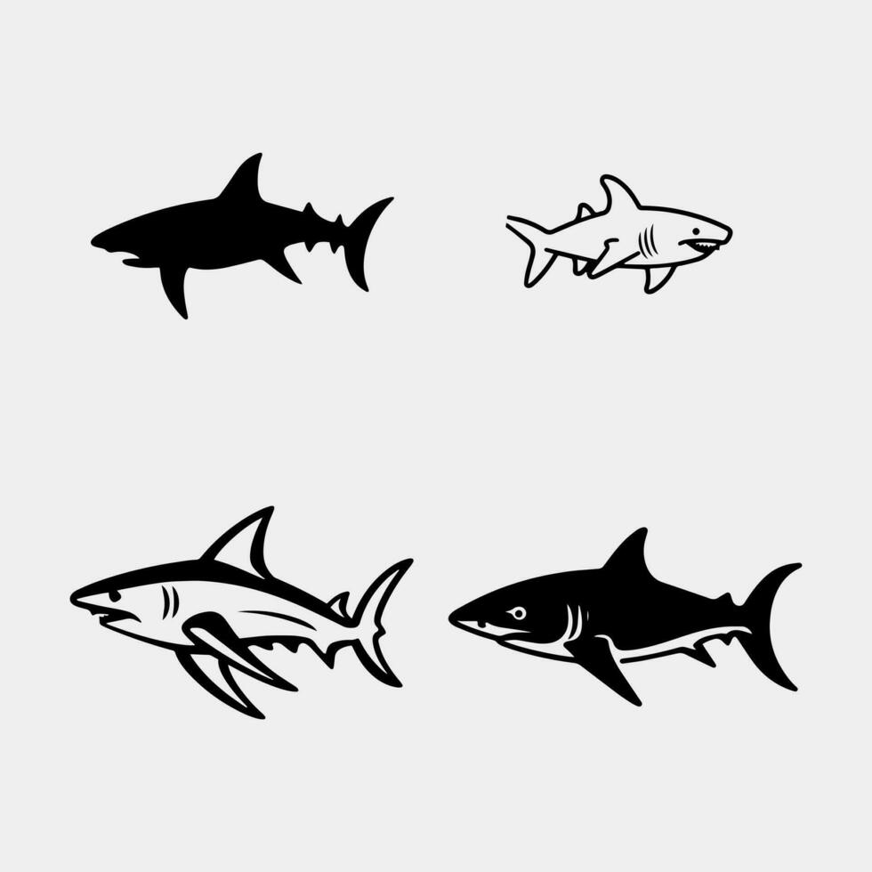 ensemble de les requins illustration vecteur isolé sur blanc Contexte