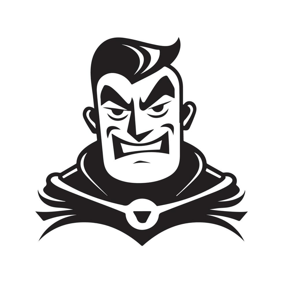 marrant super-héros, ancien logo ligne art concept noir et blanc couleur, main tiré illustration vecteur