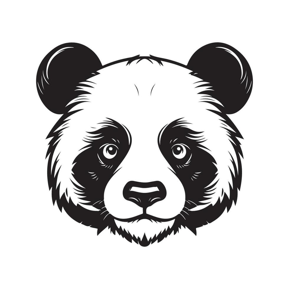 Panda, ancien logo ligne art concept noir et blanc couleur, main tiré illustration vecteur