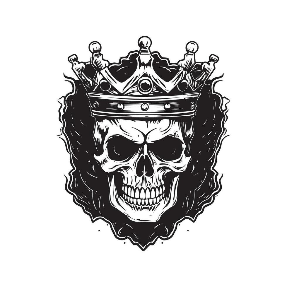 fantôme roi, ancien logo ligne art concept noir et blanc couleur, main tiré illustration vecteur