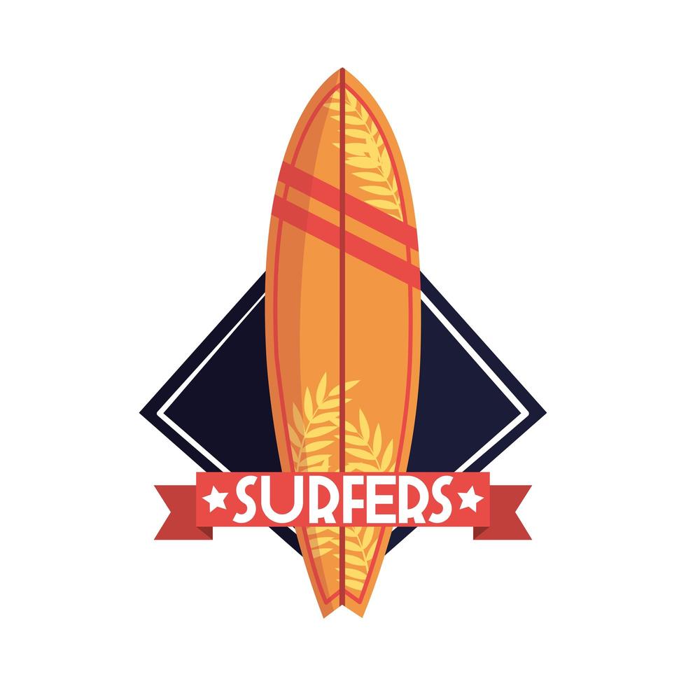 patch de planche de surf surfeurs vecteur