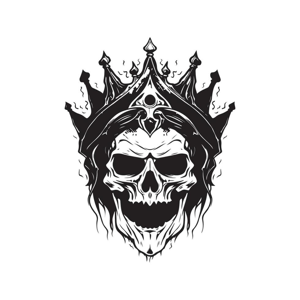 mystérieux Mort-vivant fantôme roi, ancien logo ligne art concept noir et blanc couleur, main tiré illustration vecteur