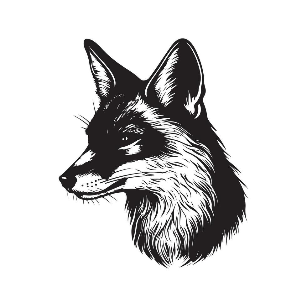 Renard, ancien logo ligne art concept noir et blanc couleur, main tiré illustration vecteur