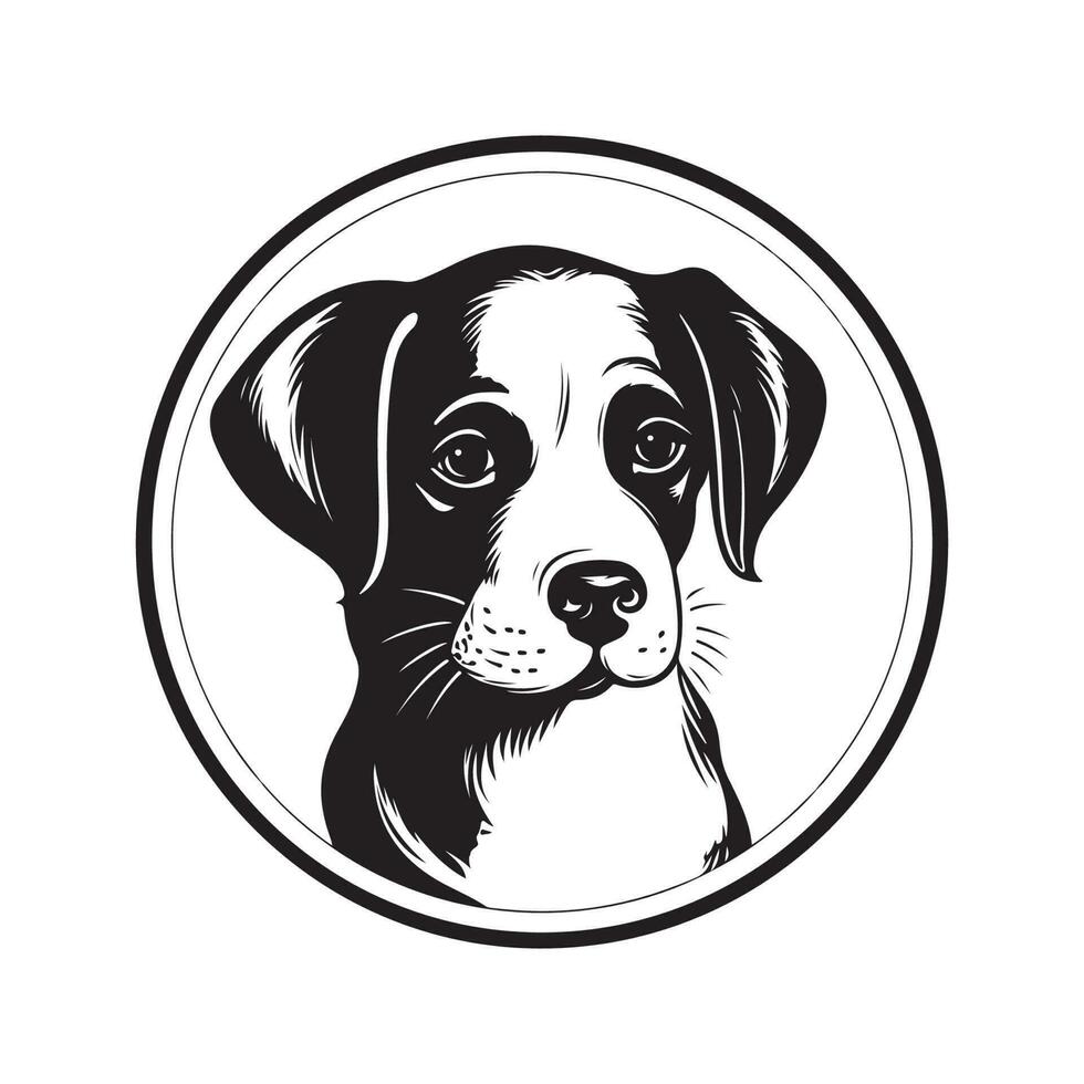 chiot, ancien logo ligne art concept noir et blanc couleur, main tiré illustration vecteur