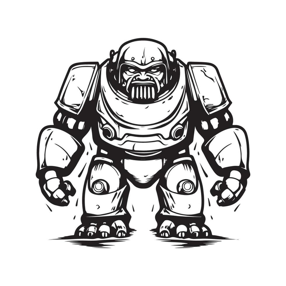 Golem, ancien logo ligne art concept noir et blanc couleur, main tiré illustration vecteur