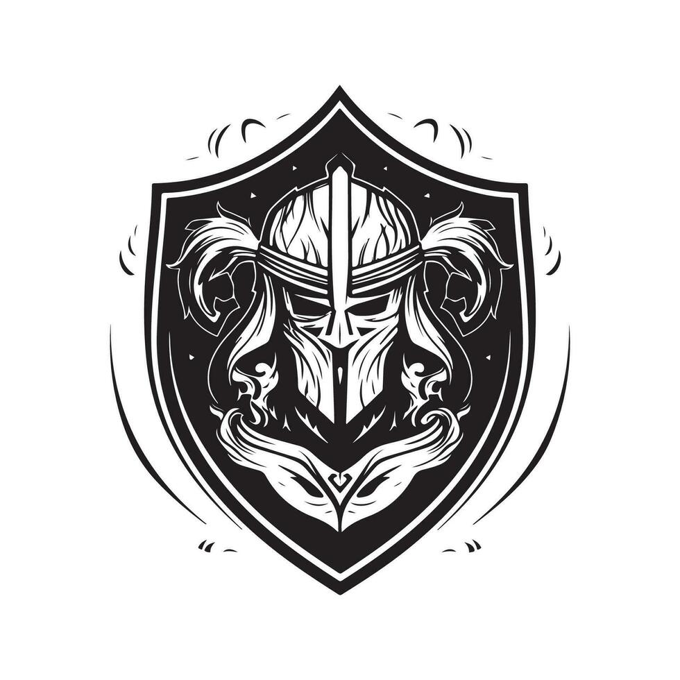 paladin, ancien logo ligne art concept noir et blanc couleur, main tiré illustration vecteur