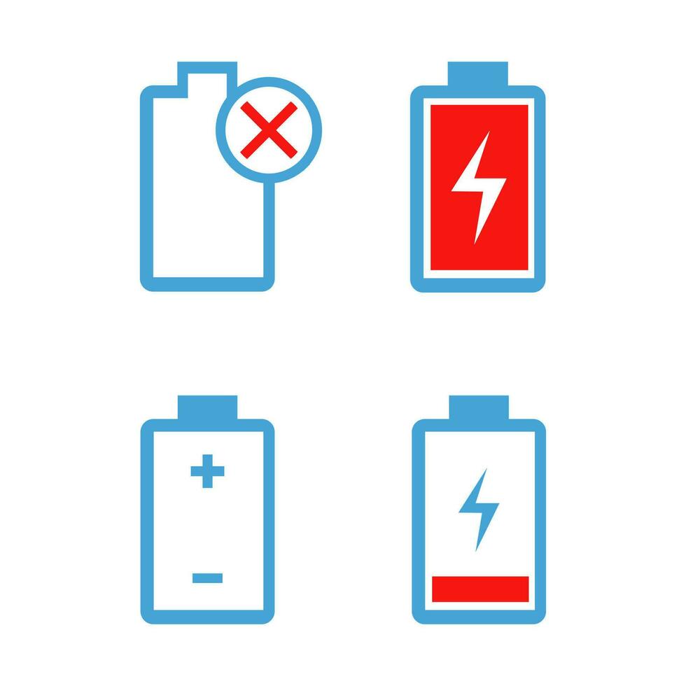batterie rempli Icônes. collection de charge batterie niveau indicateurs. charge indicateur. vecteur