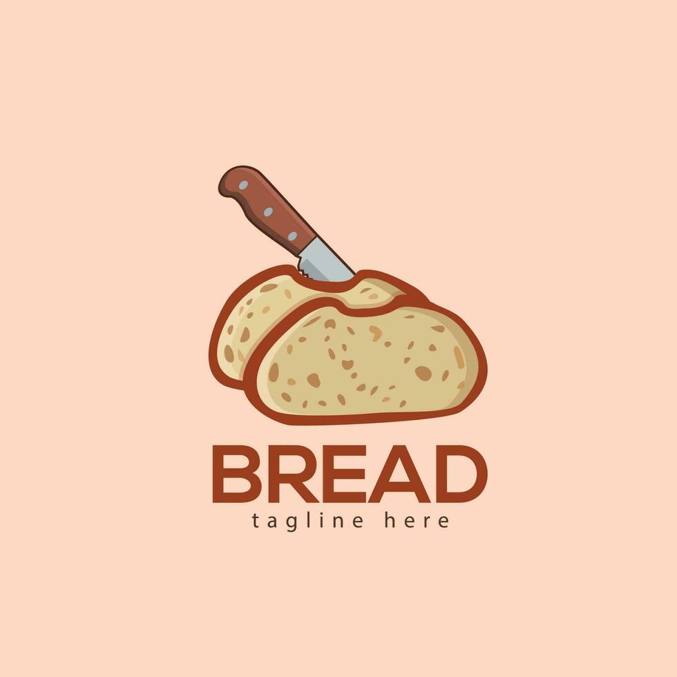 une couteau et une pain de pain brioche logo avec illustration vecteur conception, de haute qualité prime pain agrafe art, et icône conception modèle éléments avec couteau et vecteur pain couleur.