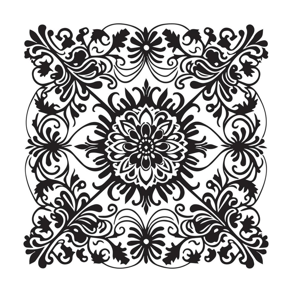 floral modèle ligne art illustration noir couleur, floral silhouette ligne art vecteur