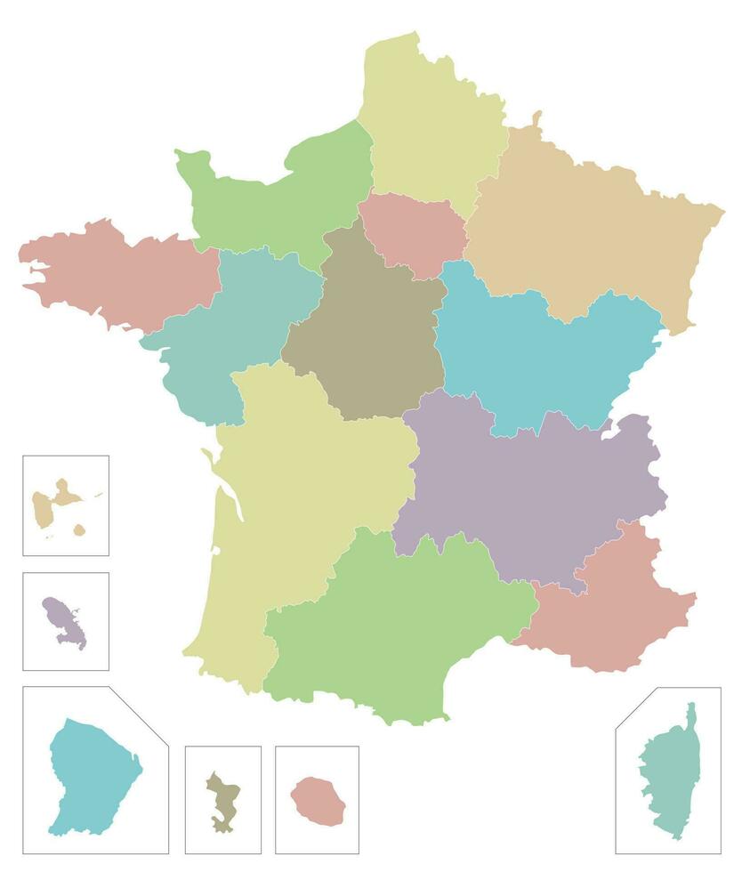 vecteur Vide carte de France avec Régions et territoires et administratif divisions. modifiable et clairement étiqueté couches.