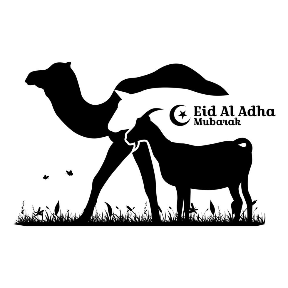 sacrificiel animal logo silhouette salutation eid al-adha vecteur