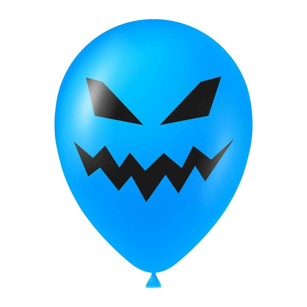 Halloween bleu ballon illustration avec effrayant et marrant visage vecteur