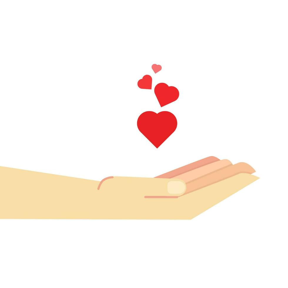 illustration de main donnant l'amour cœurs vecteur