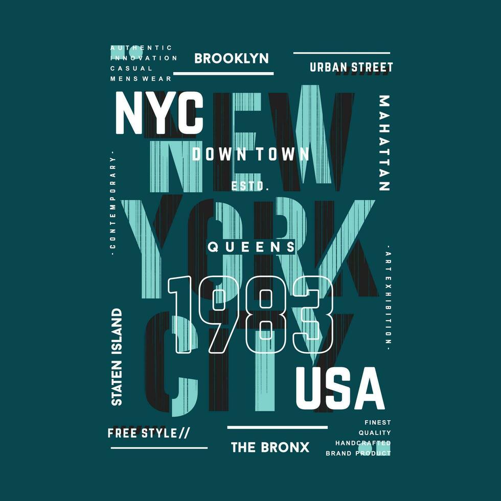 Nouveau york ville texte Cadre graphique typographie, vecteur t chemise conception, illustration, bien pour décontractée actif