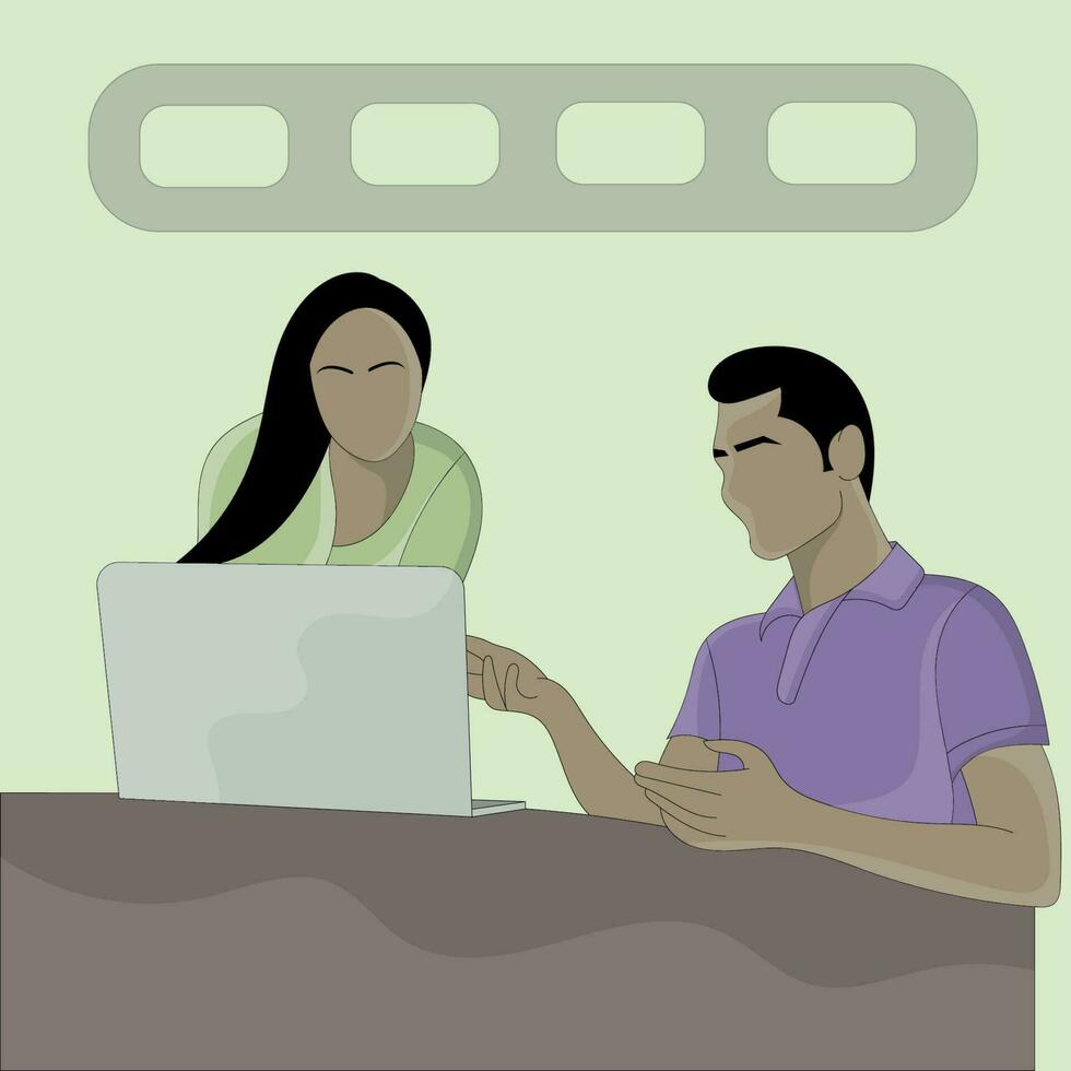 vecteur une homme et une femme utilisation portable ordinateur conception