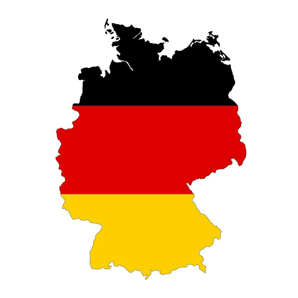 Allemagne carte silhouette avec drapeau isolé sur blanc Contexte vecteur