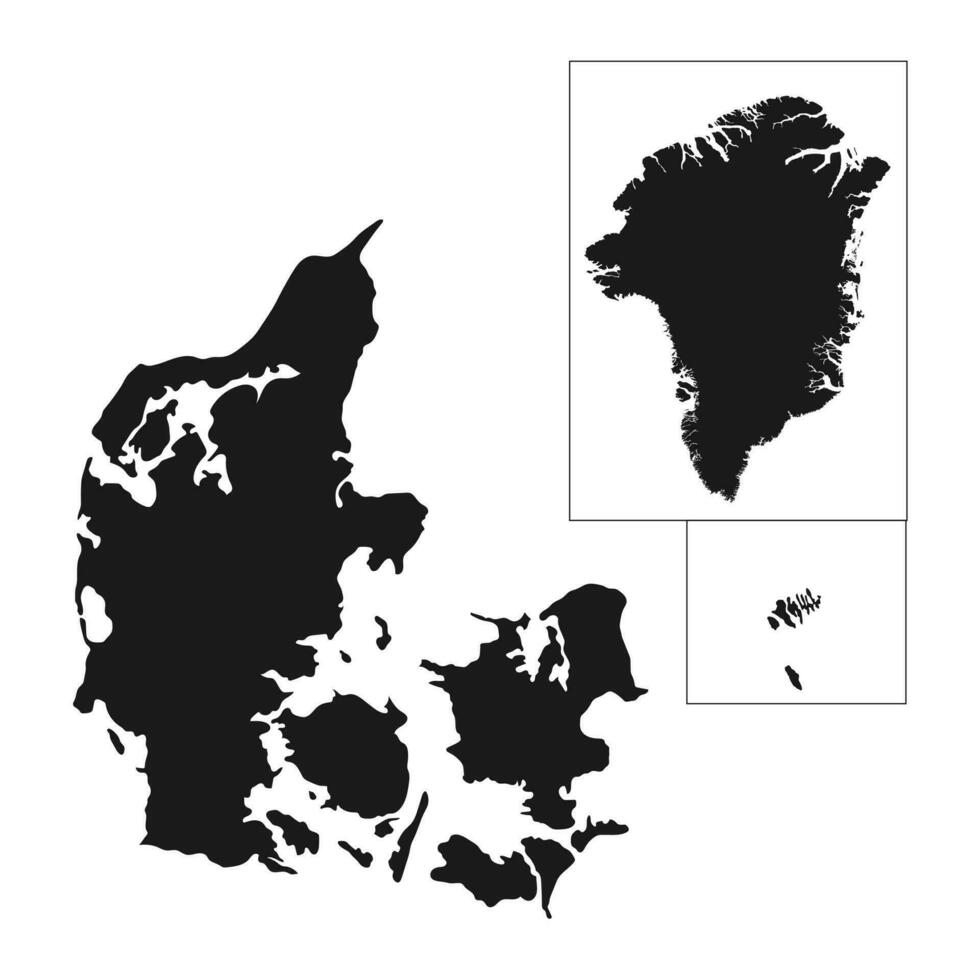 carte très détaillée du royaume du danemark avec des bordures isolées sur fond vecteur