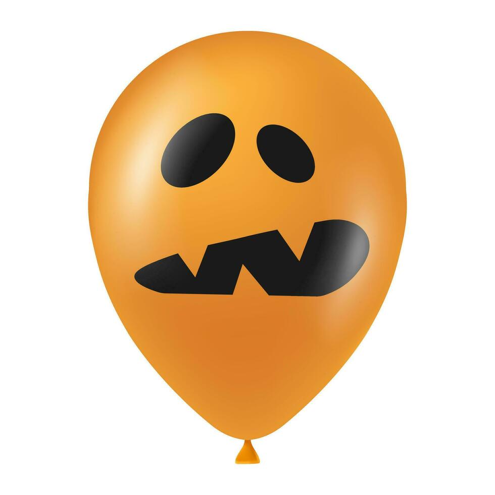 Halloween Orange ballon illustration avec effrayant et marrant visage vecteur