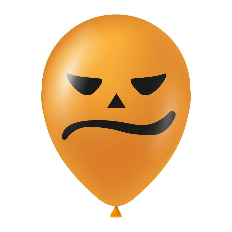 Halloween Orange ballon illustration avec effrayant et marrant visage vecteur