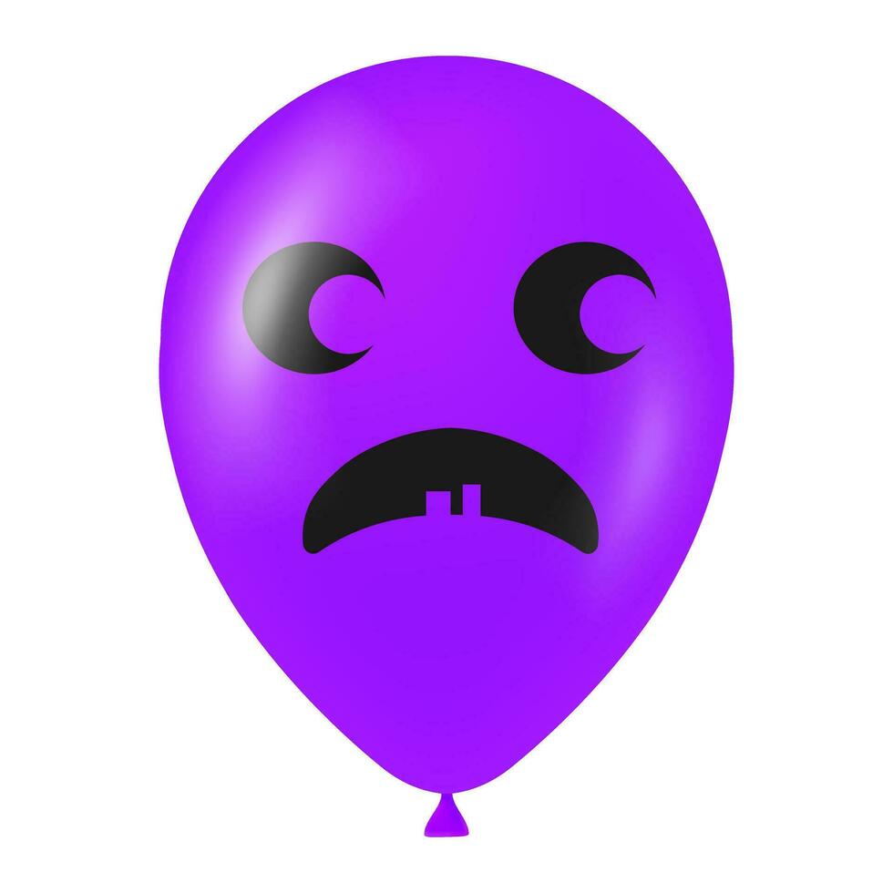 Halloween violet ballon illustration avec effrayant et marrant visage vecteur