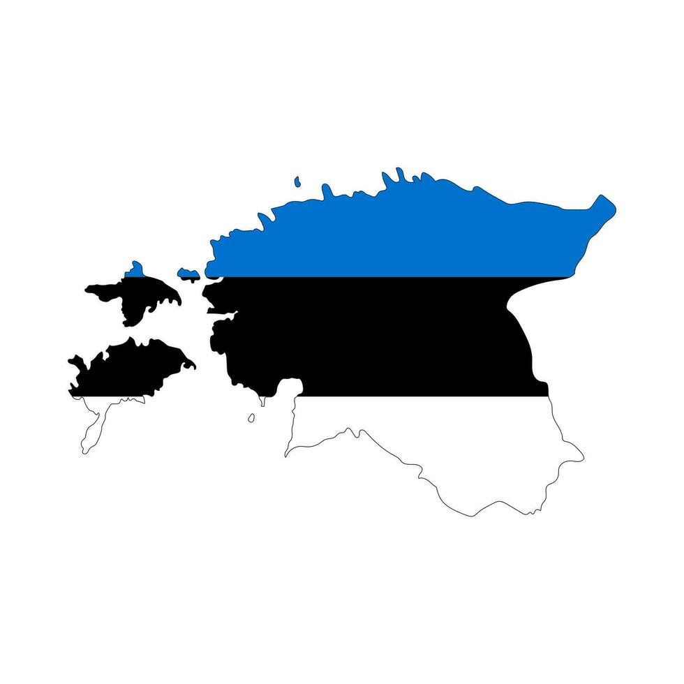 Estonie carte silhouette avec drapeau isolé sur blanc Contexte vecteur