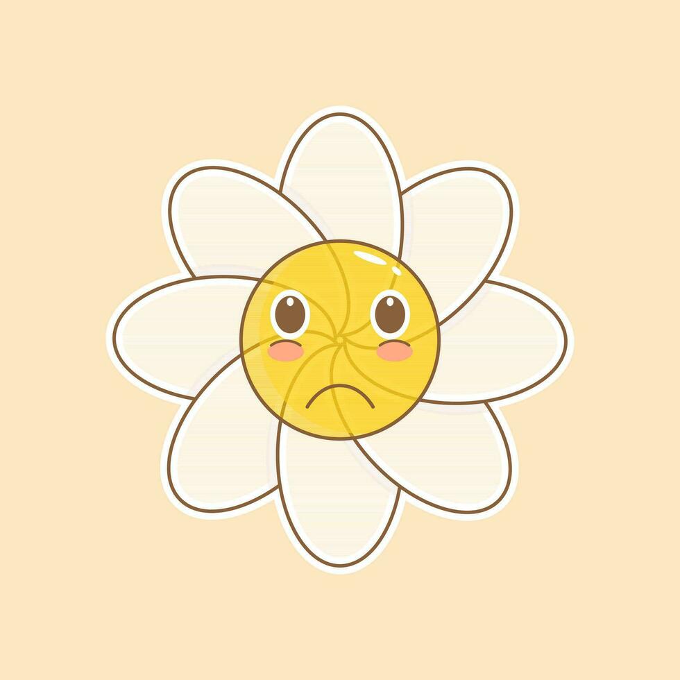 triste personnage Marguerite fleur mascotte vecteur. dessin animé personnage illustration vecteur