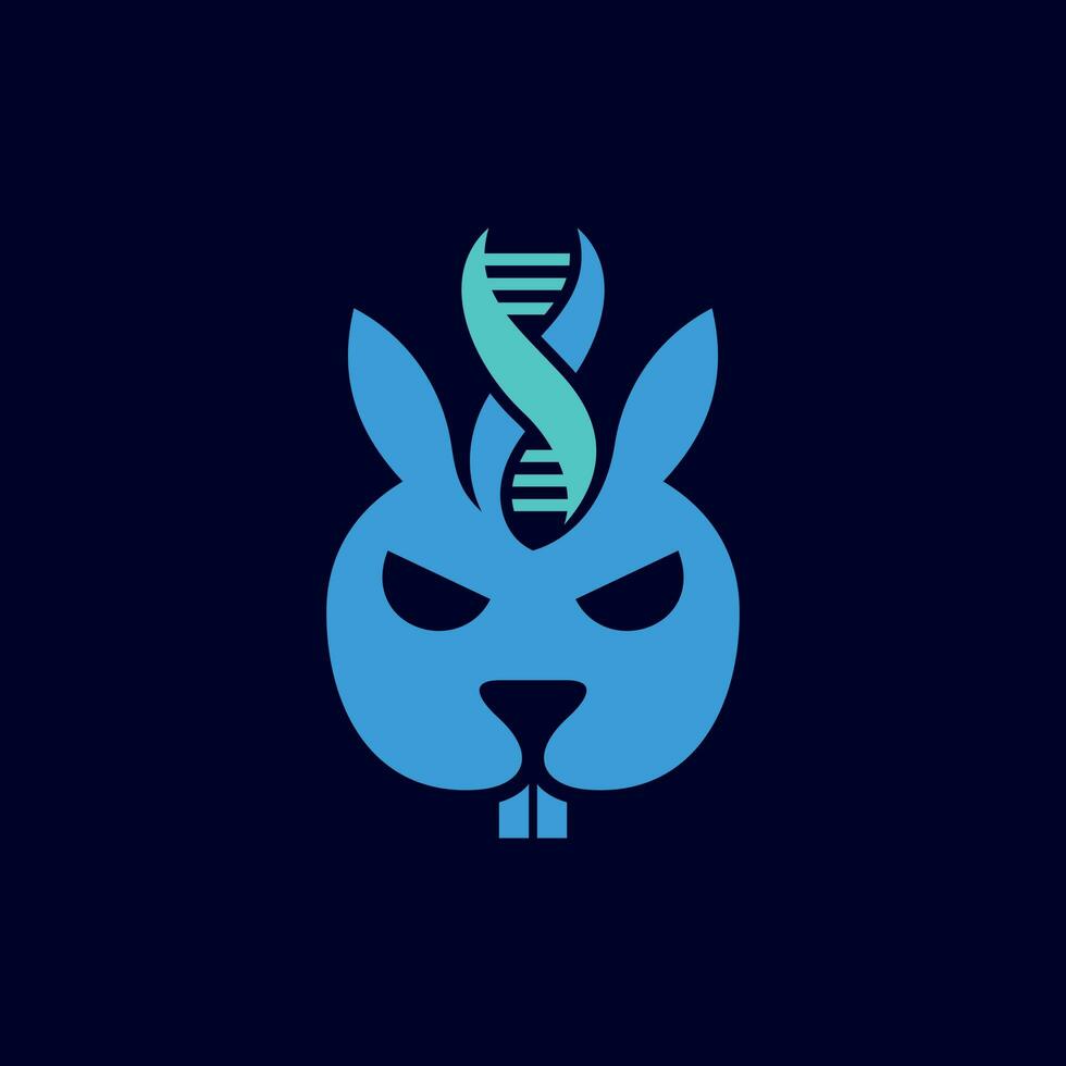 lapin tête avec ADN hélix icône vecteur, illustration conception modèle vecteur
