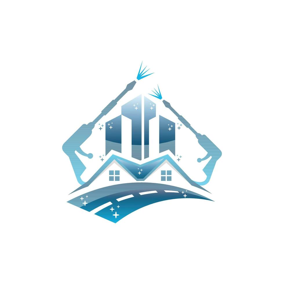 ville bâtiment nettoyage logo, adapté pour réel domaine, bâtiment, nettoyage prestations de service pour votre entreprise vecteur