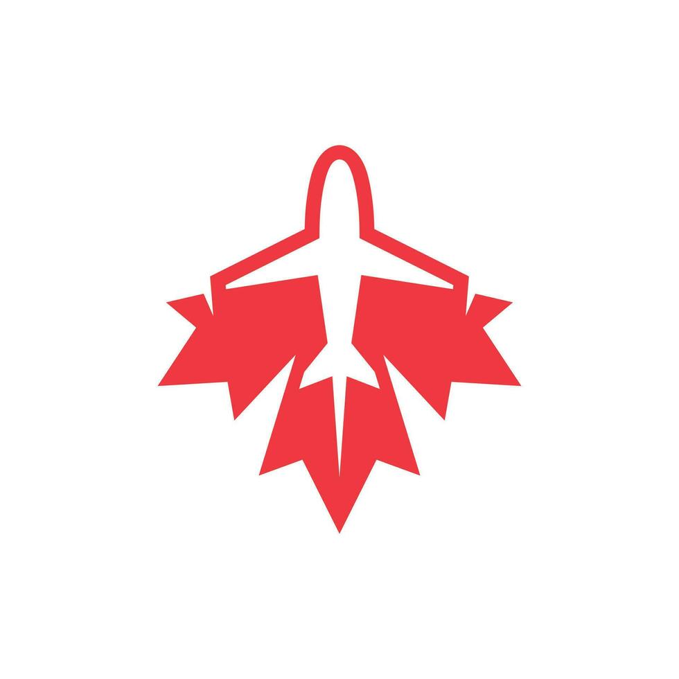 feuille érable avec avion logo, logo modèle vecteur illustration conception