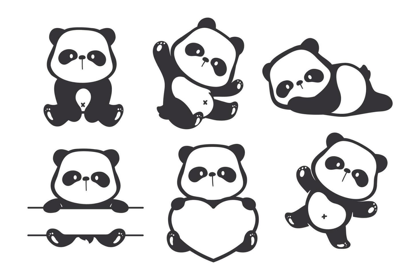 peu Panda silhouette fabrication mignonne gestes animal les dessins animés pour des gamins vecteur