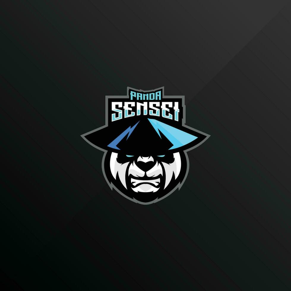 Panda sensei logo esport conception mascotte vecteur