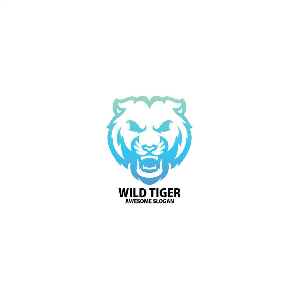 tigre tête ligne art conception logo vecteur