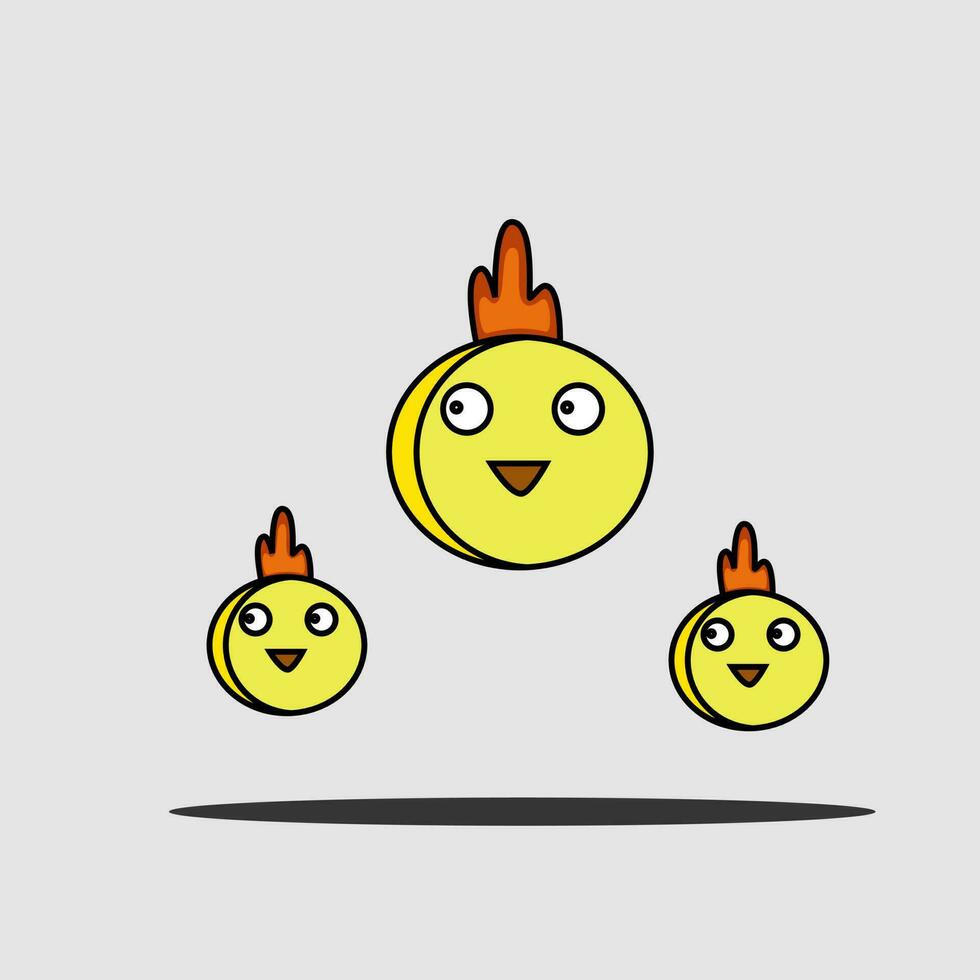 mignonne dessin animé poulet ensemble. marrant Jaune poulets dans vecteur illustration.