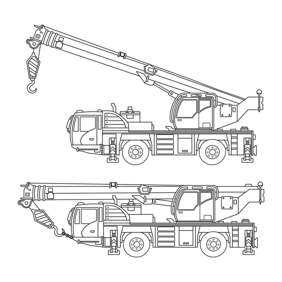 main tiré vecteur illustration Couleur les enfants construction un camion monté grue construction machine clipart