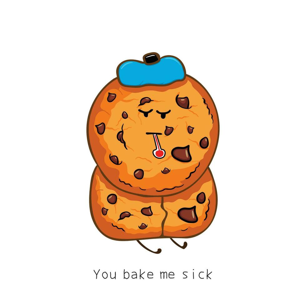 marrant biscuit malade dessin animé mascotte personnage vecteur illustration Couleur les enfants dessin animé clipart