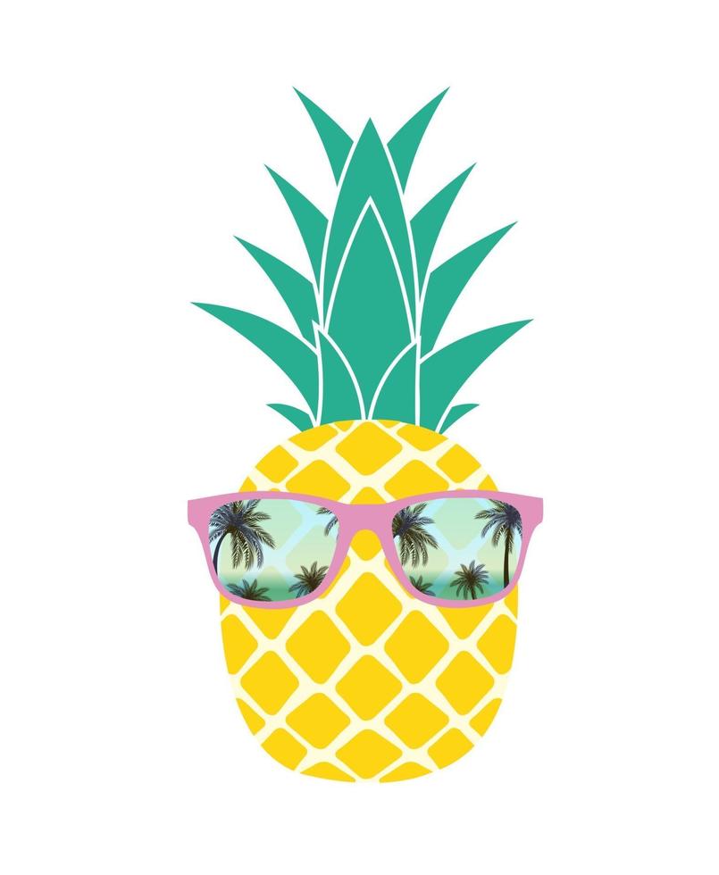 ananas d'été mignon dans des lunettes de soleil vecteur