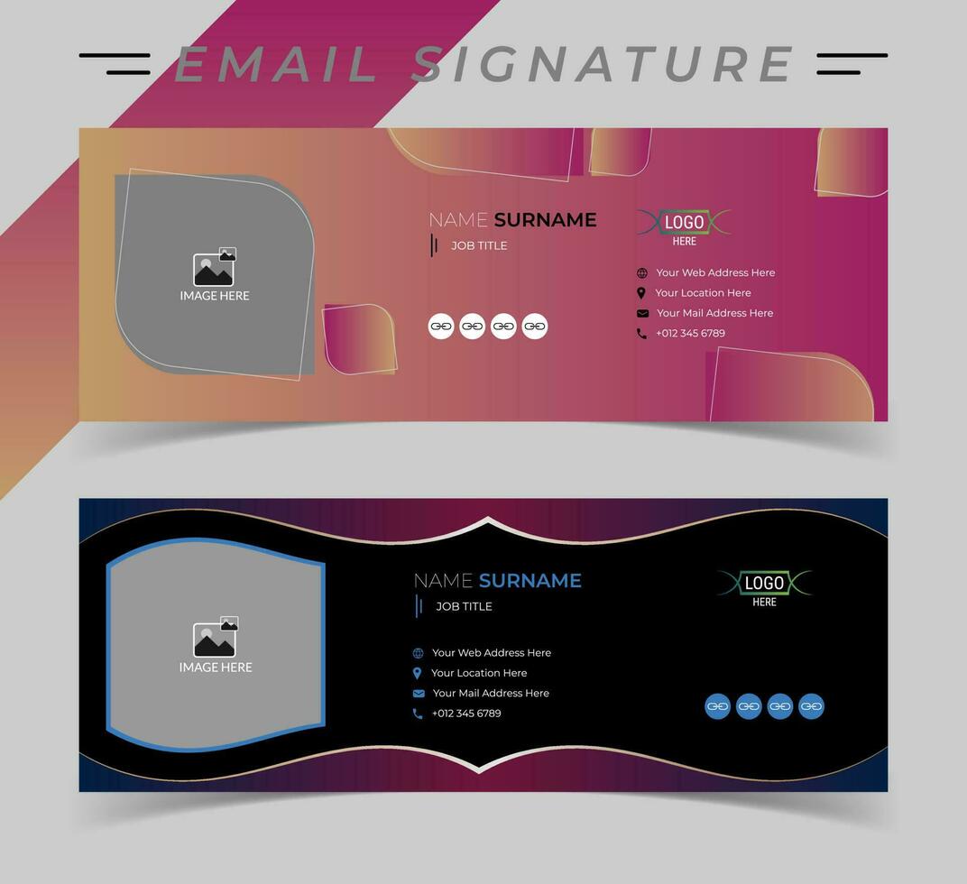 conception de modèle de signature de courrier électronique d'entreprise. vecteur