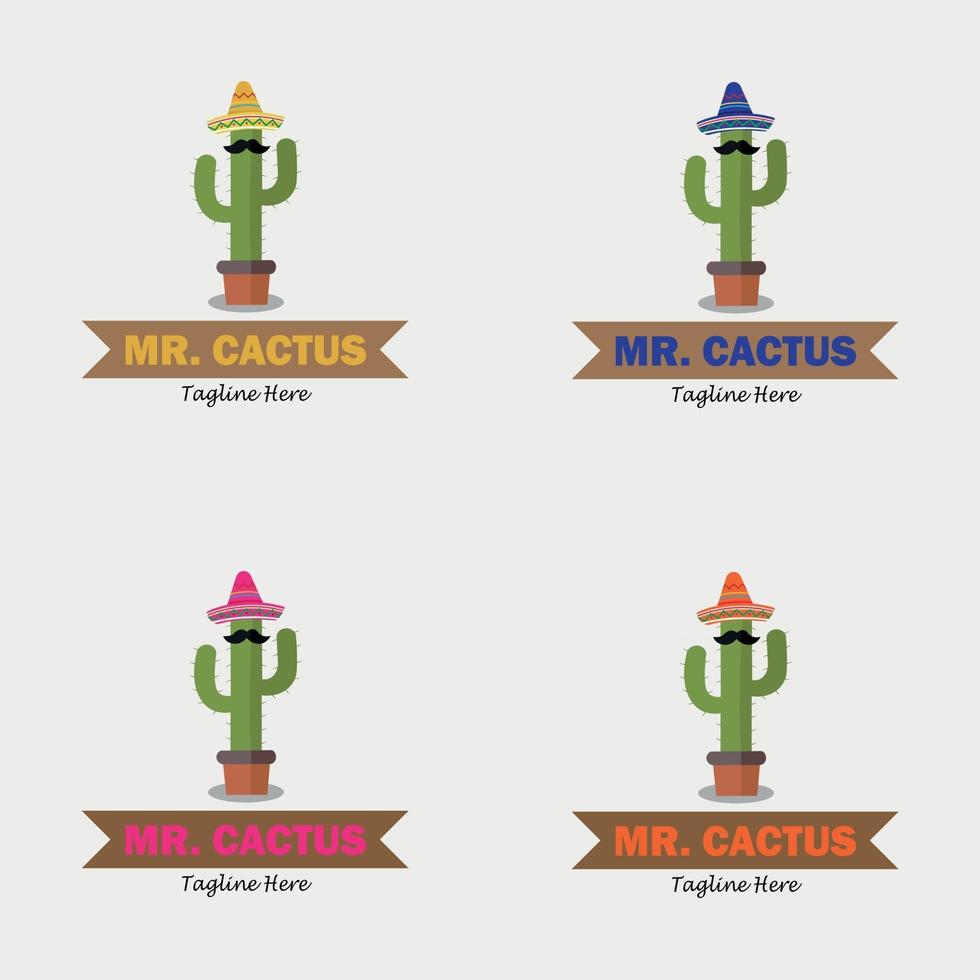 modèle de logos de cactus vecteur