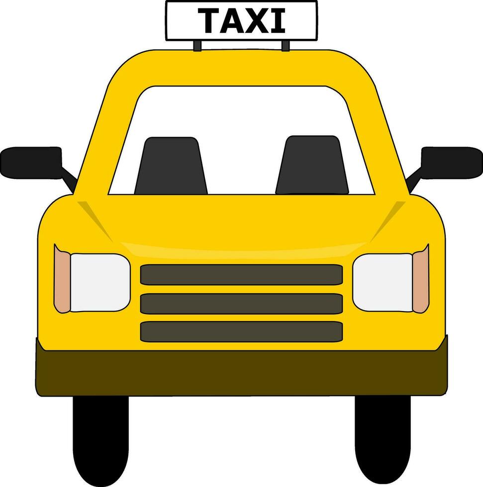 Jaune Taxi auto. de face voir. symbole vecteur illustration.